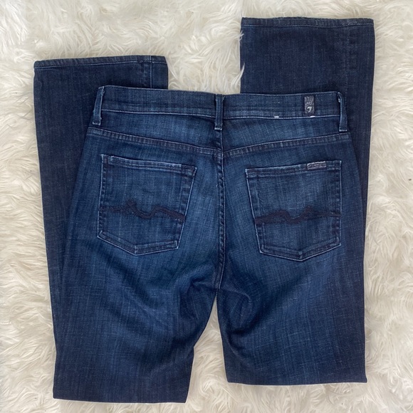 7 FOR ALL MANKIND HIGH WAIST BOOTCUT DARK WASH JEANS - Picture 6 of 9